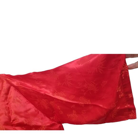 VTG Marianne von der OstenWomensRed Embroidered Kimono Sz XL Belt Robe Drsg Gown - Picture 8 of 11